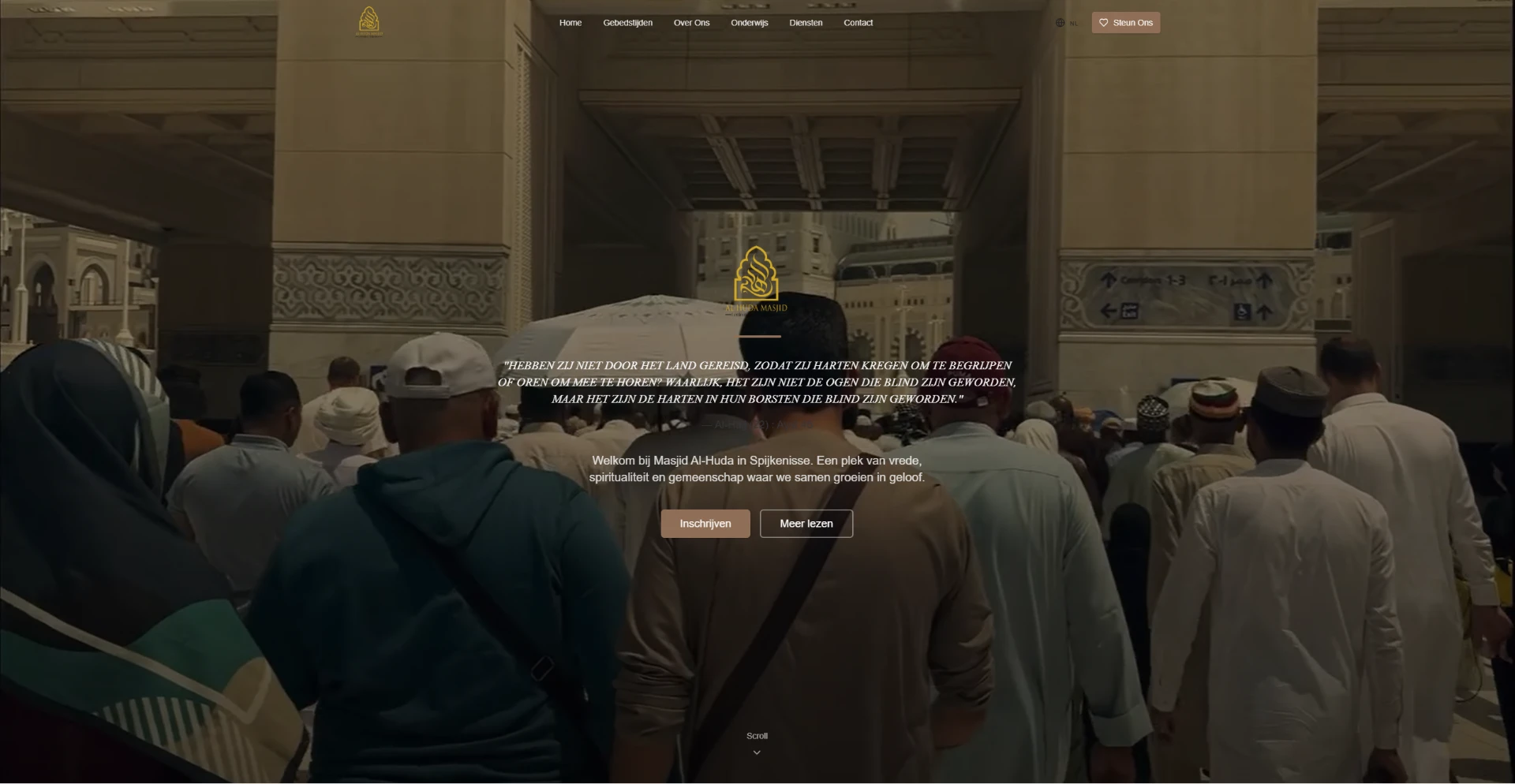 Website van Masjid Al-Huda in Spijkenisse